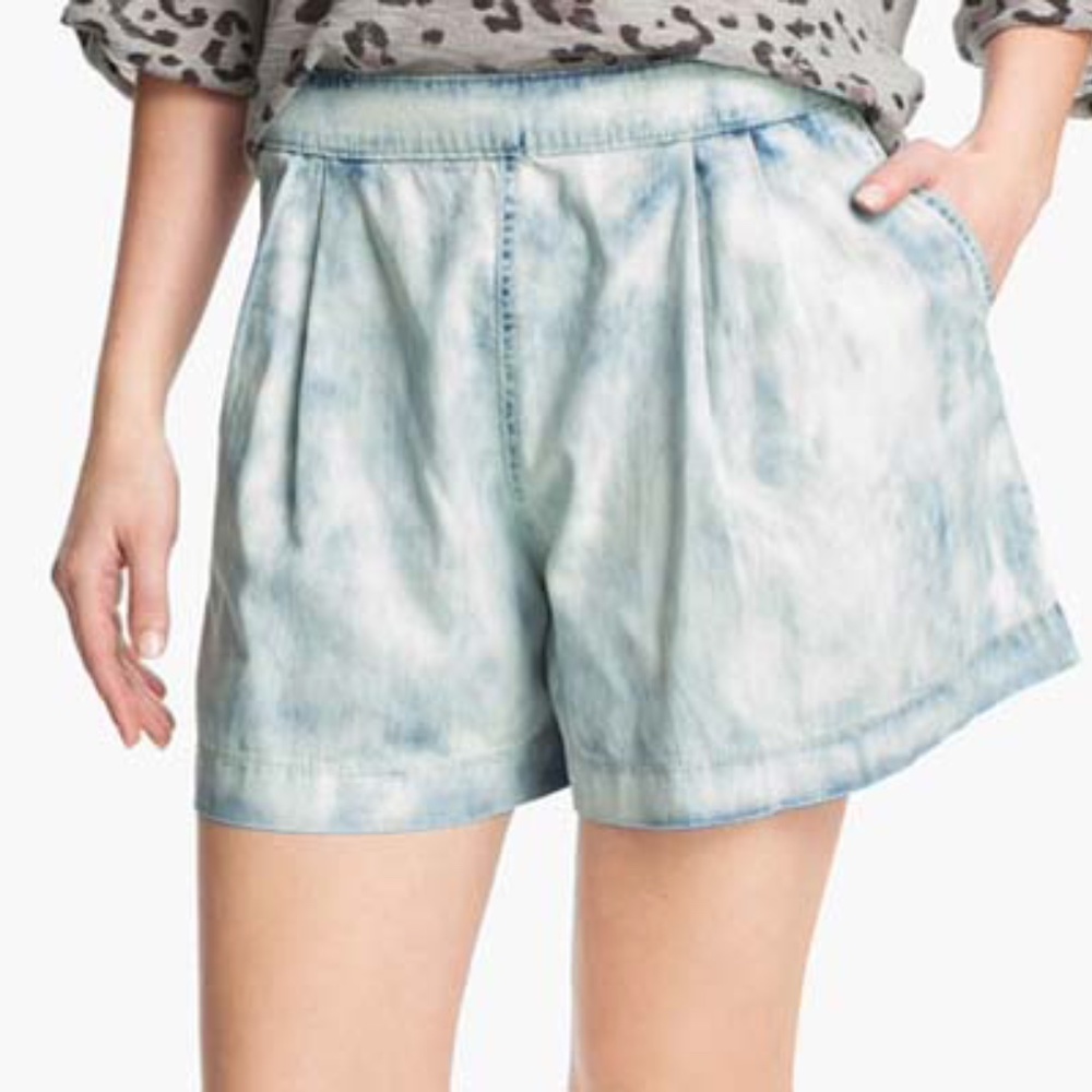 REBECCA TAYLOR Bleached Tie-Dye Denim Shorts
